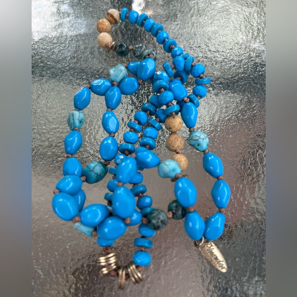 Plunder Blue and Brown Organic Beaded Necklace